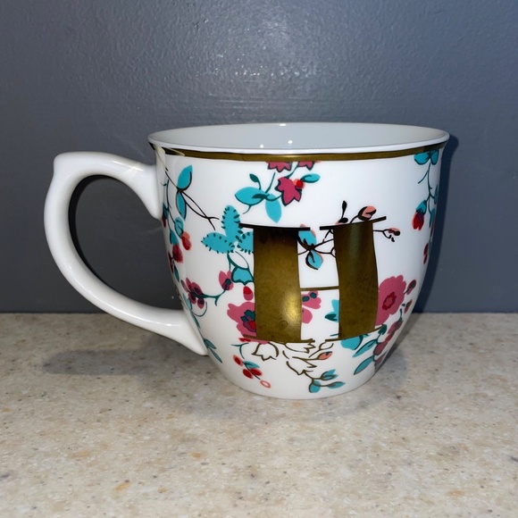 Cath Kidston Letter Alphabet Monogram H Mug 16oz Coffee Tea Cream Floral Chintz - Picture 4 of 8